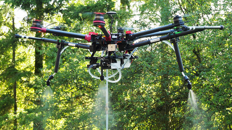 le drone spray pour enlever la mousse de sa toiture