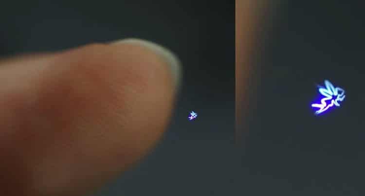 un hologramme 3d qu'on peut toucher