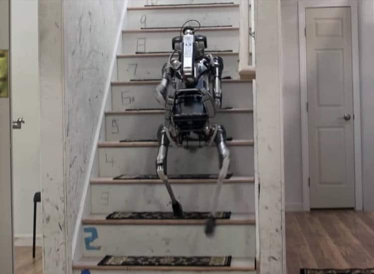 spotmini le robot chien de boston dynamics monte les escaliers