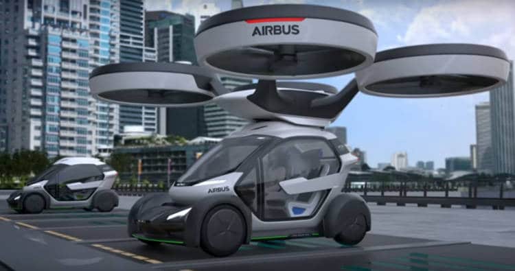 le Pop Up d'airbus est un véhicule volant à 8 rotors, modulable en véhicule terrestre électrique